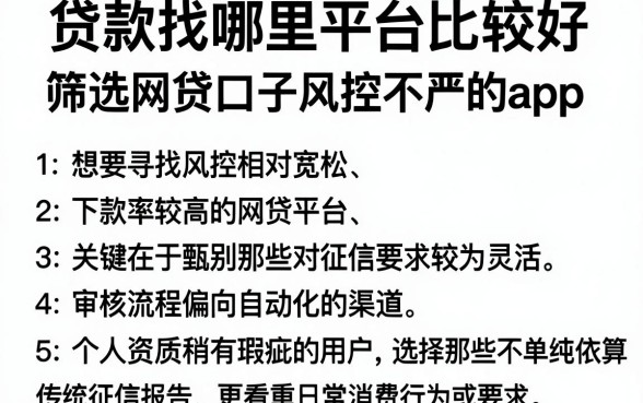 贷款找哪里平台比较好,筛选五个网贷口子风控不严的app