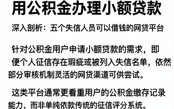 用公积金办理小额贷款,深入剖析五个失信人员可以借钱的网贷平台