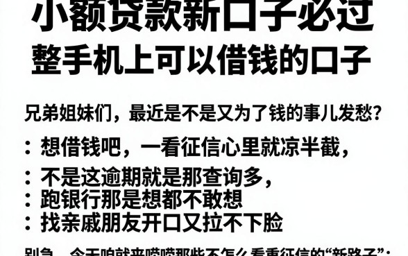 小额贷款新口子必过,整合五个手机上可以借钱的口子