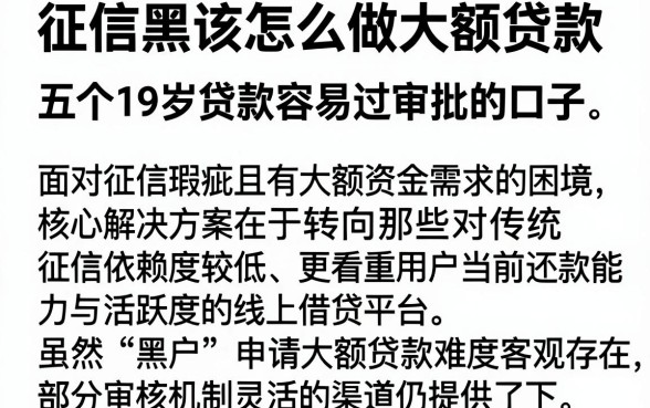 征信黑该怎么做大额贷款，概览五个19岁贷款容易过审批的口子