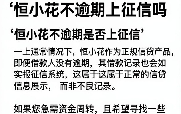 恒小花不逾期上征信吗，深入剖析5个贷款不上诚信平台的平台