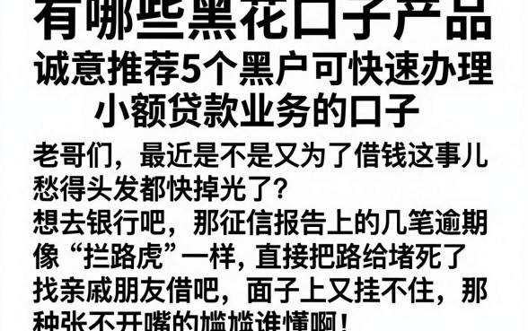 有哪些黑花口子产品,诚意推荐5个黑户可快速办理小额贷款业务的口子