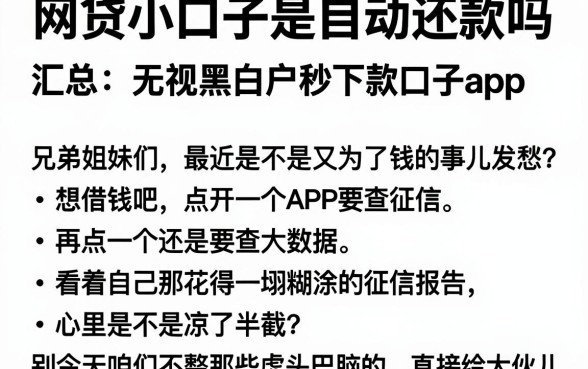 网贷小口子是自动还款吗,汇总五个无视黑白户秒下款口子app