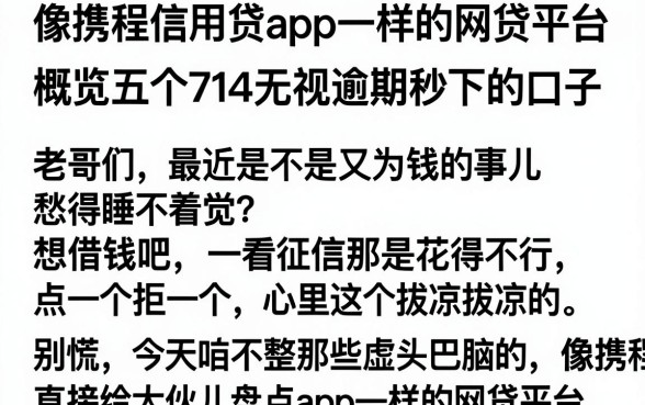 像携程信用贷app一样的网贷平台,概览五个714无视逾期秒下的口子