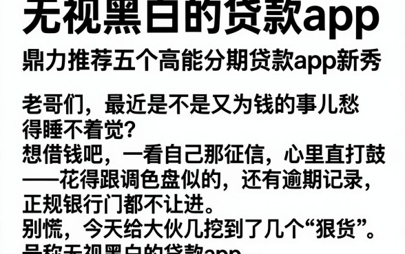 无视黑白的贷款app,鼎力推荐五个高能分期贷款app新秀
