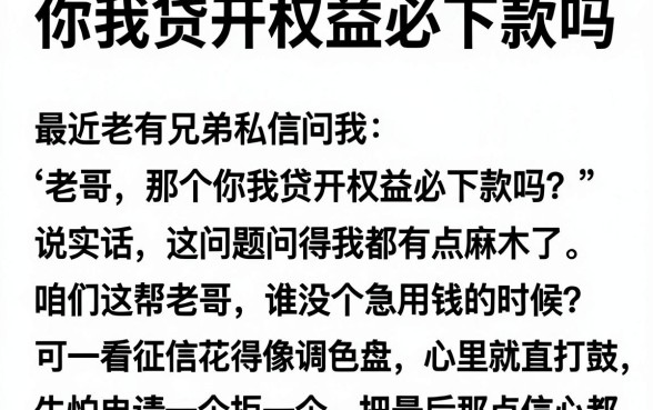 你我贷开权益必下款吗，概括五个无视黑户下款的口子