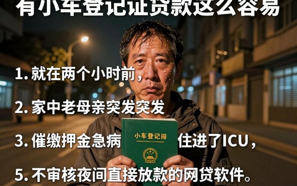 有小车登记证贷款这么容易,条列五个不审核夜间直接放款的网贷软件