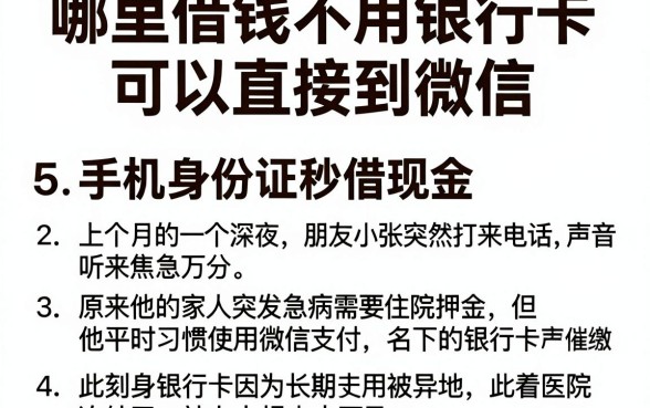 哪里借钱不用银行卡可以直接到微信,概括5个手机身份证秒借现金的平台