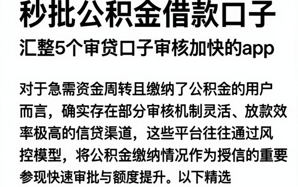 秒批公积金借款口子,汇整5个审贷口子审核加快的app