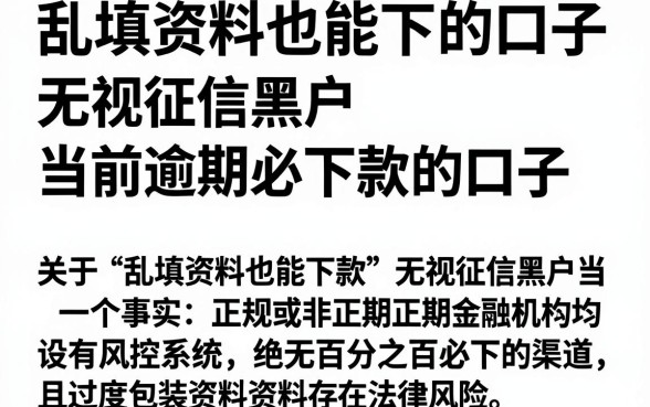 乱填资料也能下的口子,理出五个无视征信黑户当前逾期必下款的口子