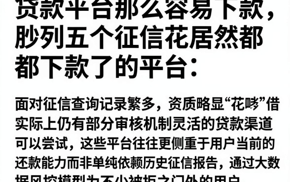 贷款平台那么容易下款,胪列五个征信花居然都下款了的平台