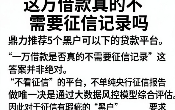 这万借款真的不需要征信记录吗，鼎力推荐5个黑户可以下的贷款平台