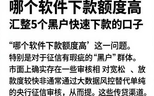 哪个软件下款额度高,汇整5个黑户快速下款的口子