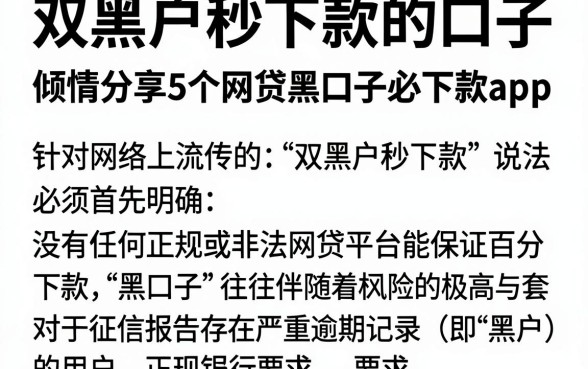 双黑户秒下款的口子,倾情分享5个网贷黑口子必下款app