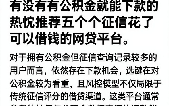 有没有有公积金就能下款的,热忱推荐五个征信花了可以借钱的网贷平台