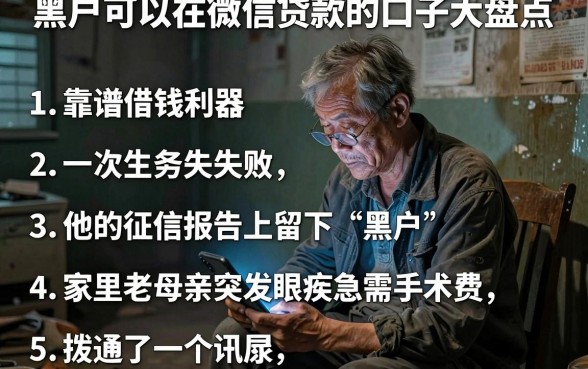 黑户可以在微信贷款的口子大盘点，条列五个靠谱借钱利器