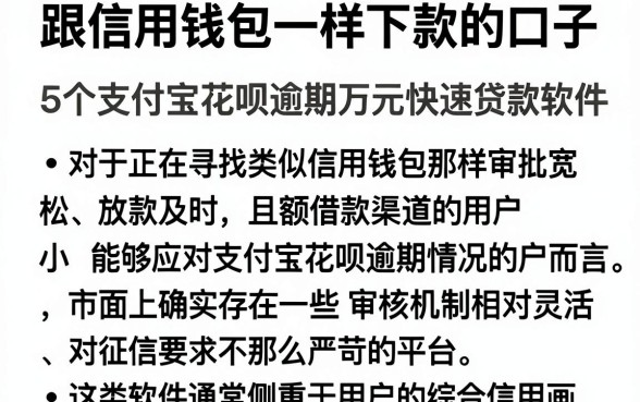 跟信用钱包一样下款的口子，归纳5个支付宝花呗逾期万元快速贷款软件