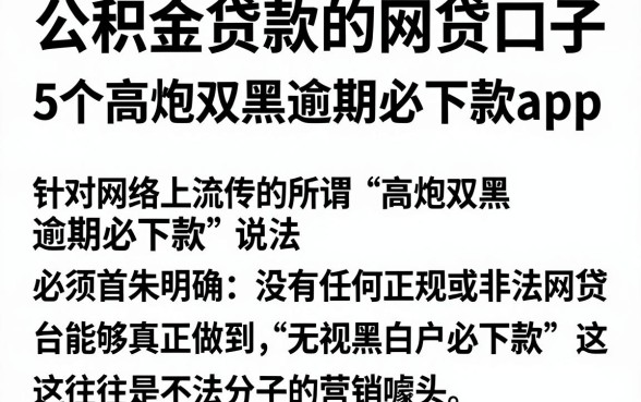 公积金贷款的网贷口子，深入剖析5个高炮双黑逾期必下款app