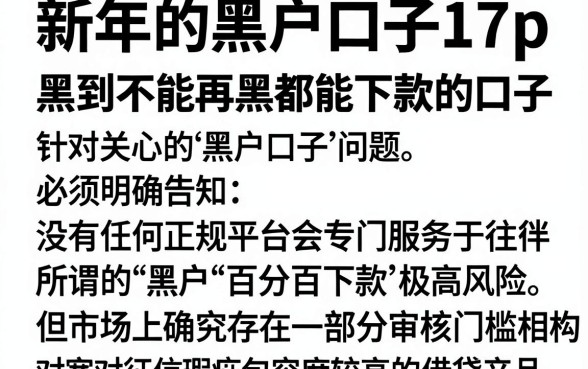 新年的黑户口子17p,梳理五个黑到不能再黑都能下款的口子