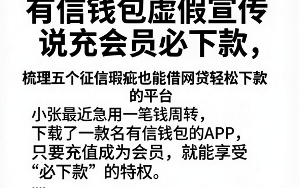 有信钱包虚假宣传说充会员必下款,梳理五个征信瑕疵也能借网贷轻松下款的平台