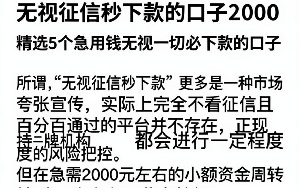 无视征信秒下款的口子2000,精选5个急用钱无视一切必下款的口子