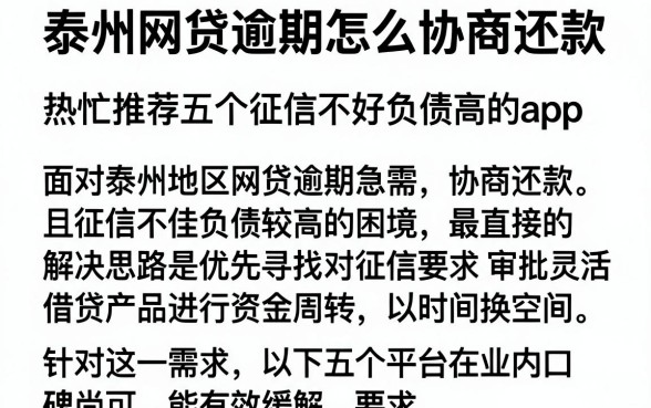 泰州网贷逾期怎么协商还款，热忱推荐五个征信不好负债高的app