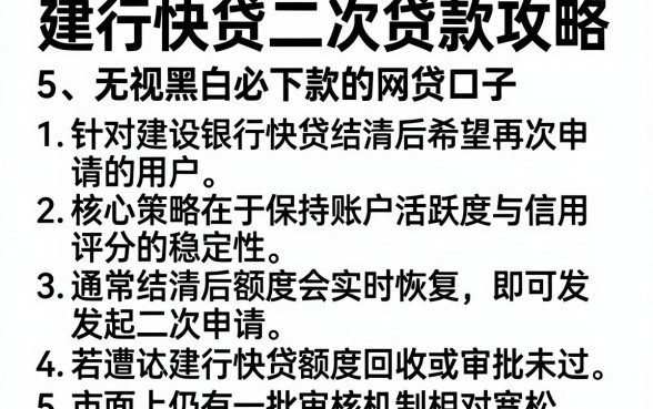 建行快贷二次贷款攻略，归纳5个无视黑白必下款的网贷口子