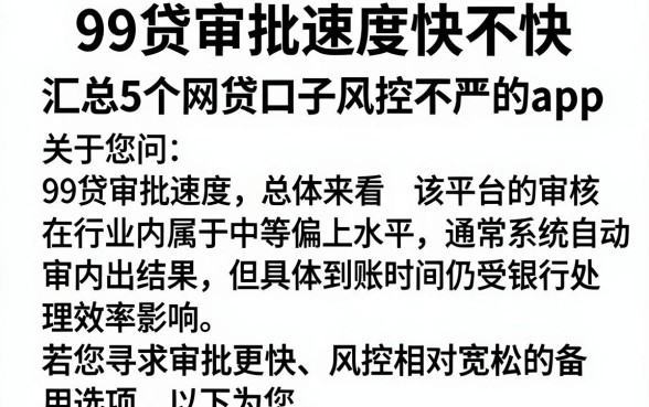 99贷审批速度快不快,汇总5个网贷口子风控不严的app