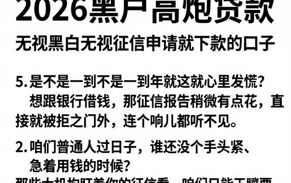 2026黑户高炮贷款,细致阐述5个无视黑白无视征信申请就下款的口子