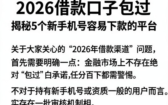 2026借款口子包过,揭秘5个新手机号容易下款的平台