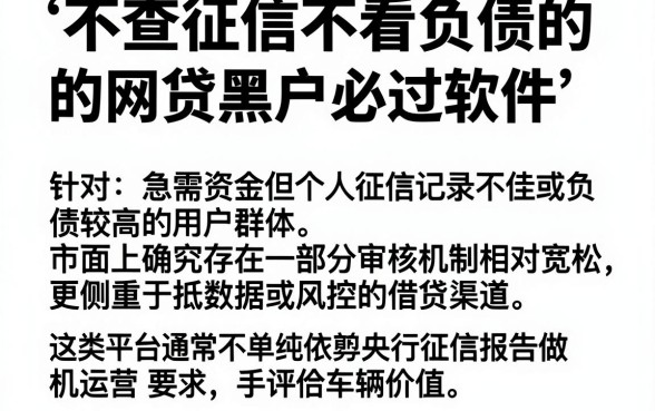 不查征信不看负债的网贷有哪些,规整五个网贷黑户必过软件