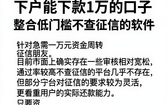 下户能下款1万的口子,整合五个低门槛不查征信的软件