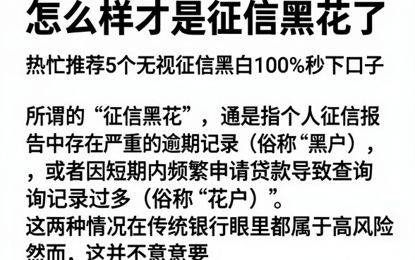 怎么样才是征信黑花了,热忱推荐5个无视征信黑白100%秒下口子
