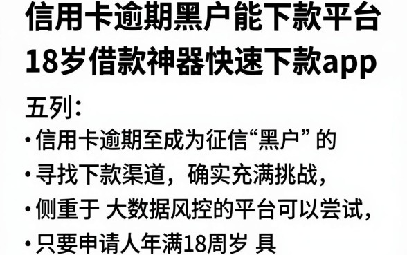 信用卡逾期黑户能下款平台,胪列五个18岁借款神器快速下款app