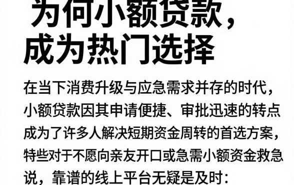 为何小额贷款成为热门选择,概览五个比较靠谱的借钱平台