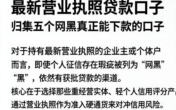 最新营业执照贷款口子,归集五个网黑真正能下款的口子
