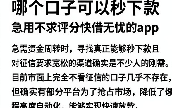 哪个口子可以秒下款,枚举5个急用不求评分快借无忧的app