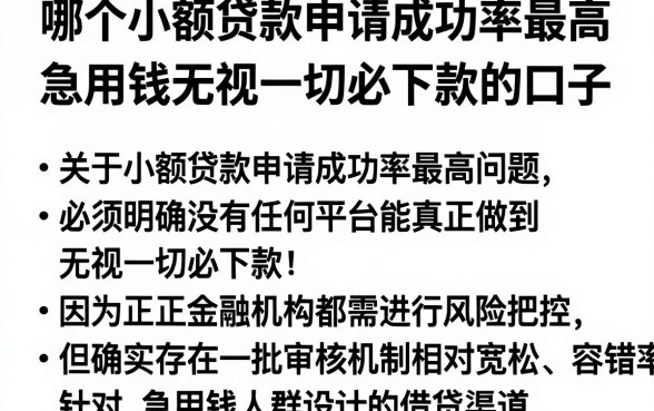 哪个小额贷款申请成功率最高，归纳五个急用钱无视一切必下款的口子