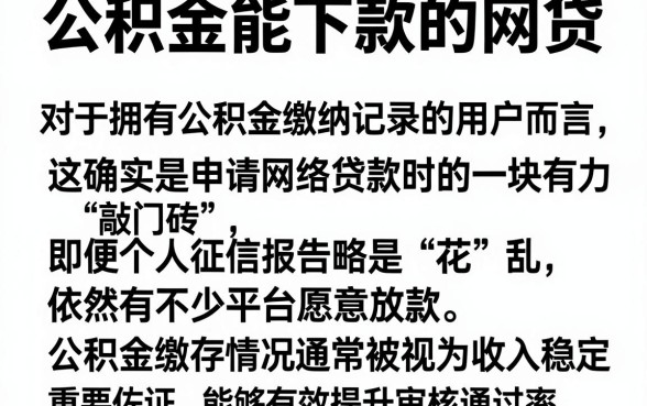公积金能下款的网贷,细致阐述五个真正无视征信花的平台