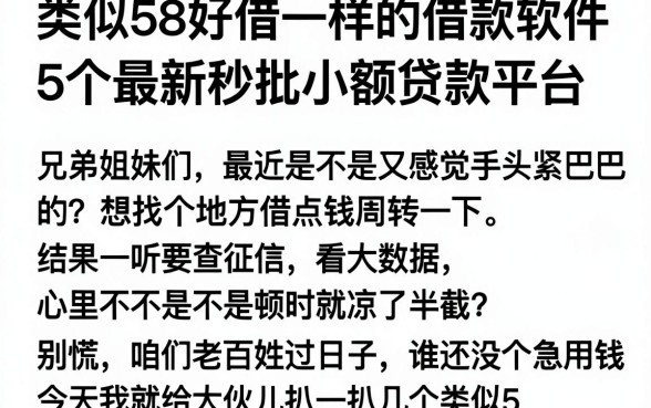 类似58好借一样的借款软件,细致阐述5个最新秒批小额贷款平台