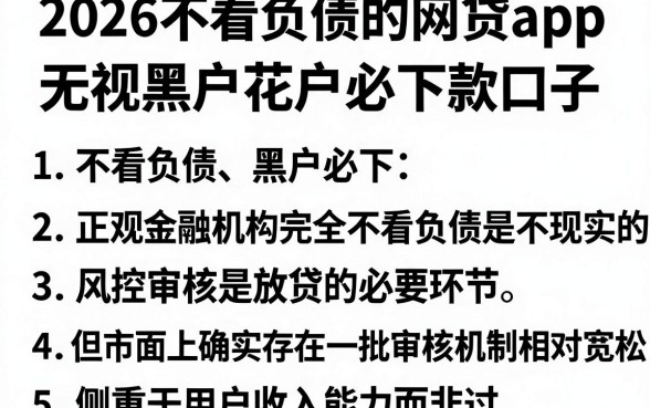 2026不看负债的网贷app，罗列5个无视黑户花户必下款口子