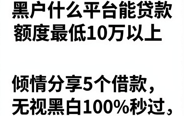 黑户什么平台能贷款额度最低10万以上,倾情分享5个借款无视黑白100%秒过