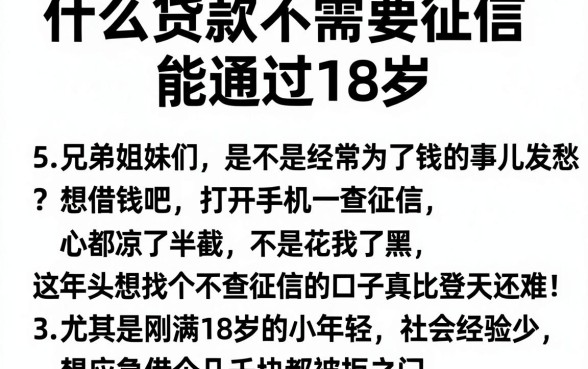 什么贷款不需要征信能通过18岁,概览5个无视一切的网贷