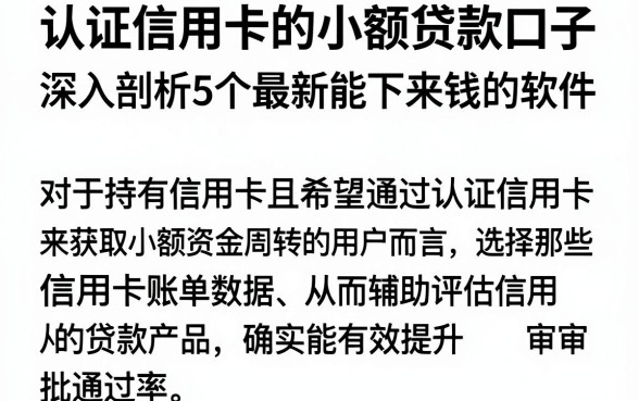 认证信用卡的小额贷款口子，深入剖析5个最新能下来钱的软件