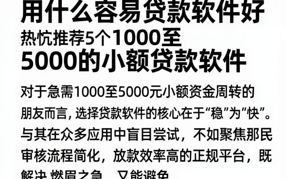 用什么容易贷款软件好,热忱推荐5个1000至5000的小额贷款软件
