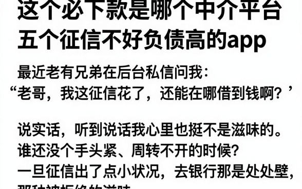 这个必下款是哪个中介平台,详尽说明五个征信不好负债高的app
