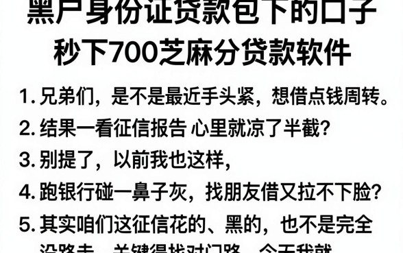黑户身份证贷款包下的口子,罗列五个秒下700芝麻分贷款软件