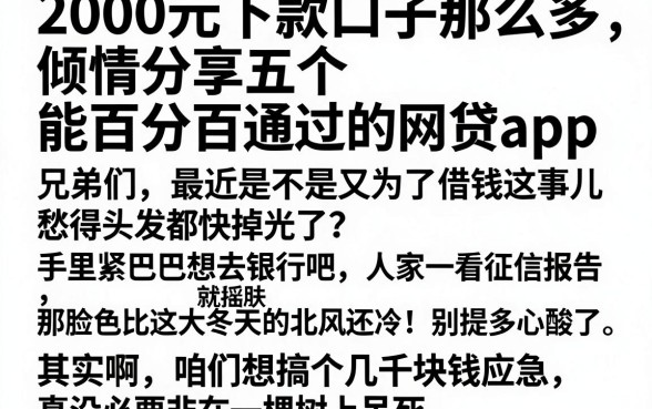 2000元下款口子那么多,倾情分享五个能百分百通过的网贷app