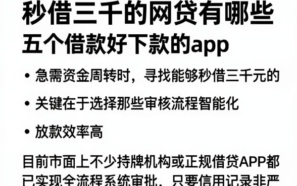 秒借三千的网贷有哪些,整理五个借款好下款的app