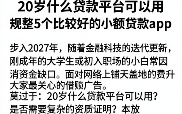 20岁什么贷款平台可以用，规整5个比较好的小额贷款app